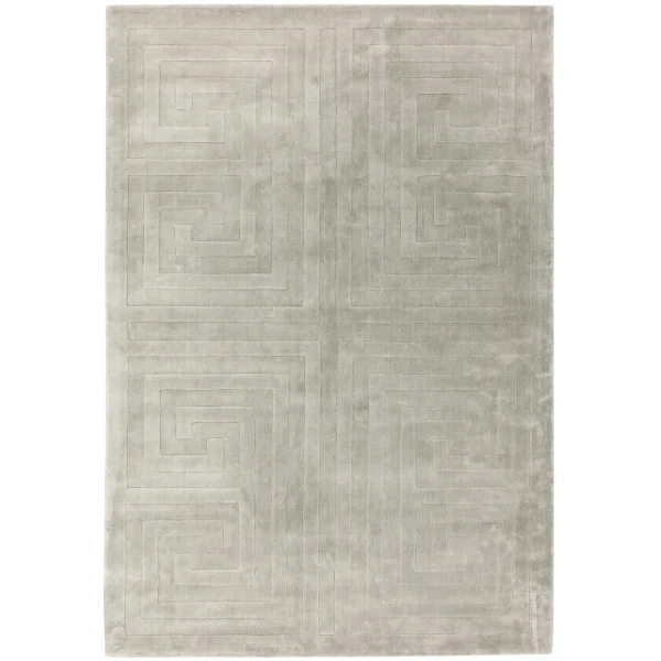 Covor pufos argintiu din vâscoză lucrat manual modern model geometric Kingsley Silver 9 mm 120x170 cm KING120170SILV