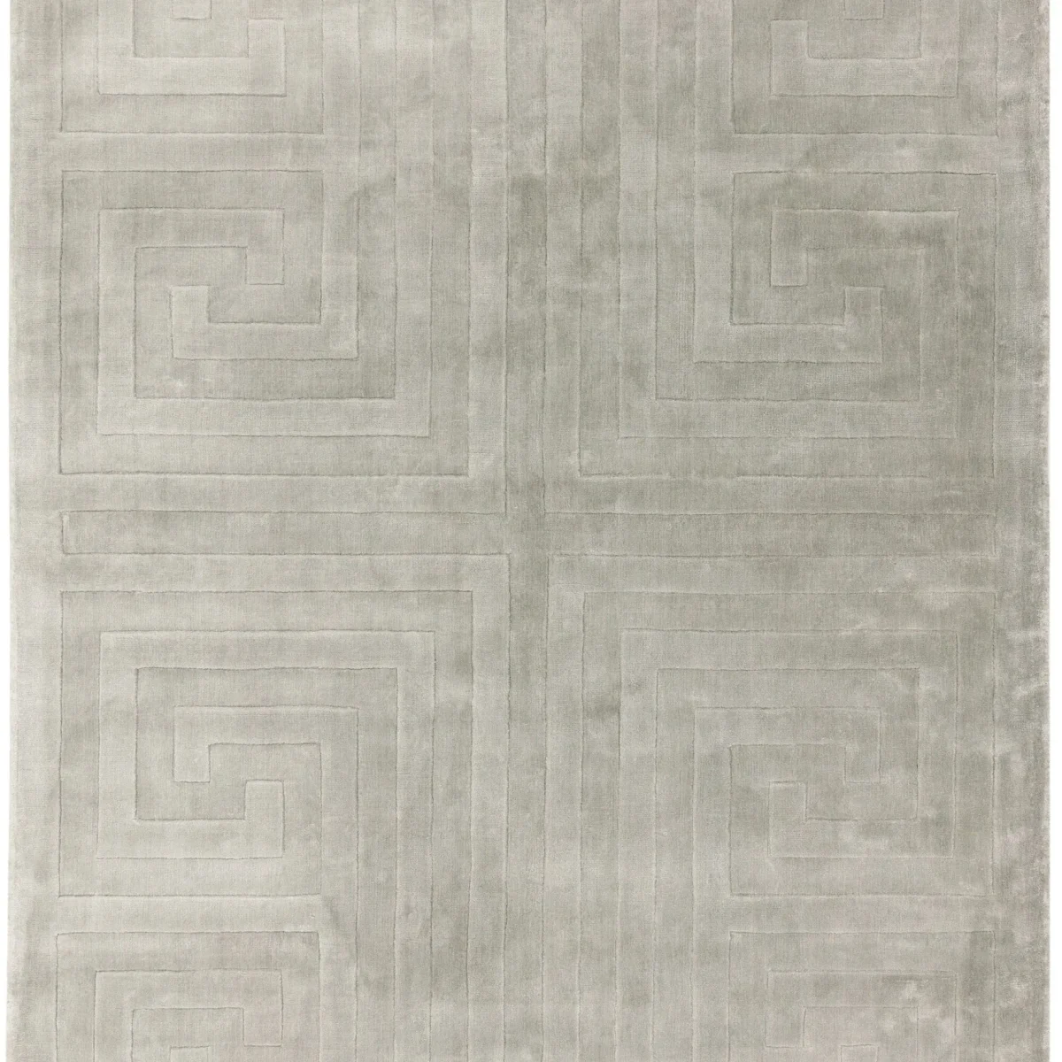 Covor pufos argintiu din vâscoză lucrat manual modern model geometric Kingsley Silver 9 mm 120x170 cm KING120170SILV