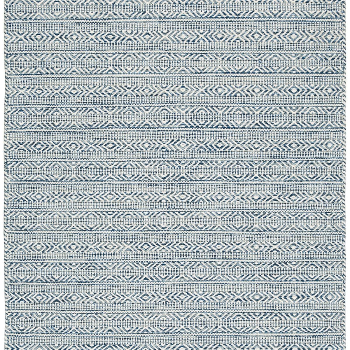 Covor lână, geometric Knox Blue, manual, albastru, 160×230 cm