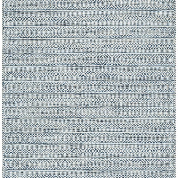 Covor lână, geometric Knox Blue, manual, albastru, 160×230 cm