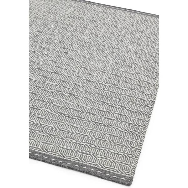 Covor gri din lână lucrat manual modern model geometric Knox Grey 4 mm 160x230 cm KNOX160230GREY