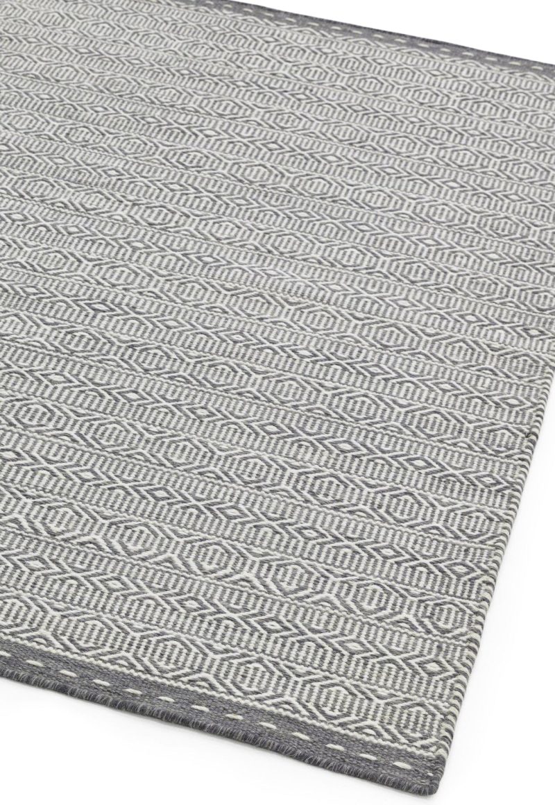 Covor gri din lână lucrat manual modern model geometric Knox Grey 4 mm 160x230 cm KNOX160230GREY - imagine 2