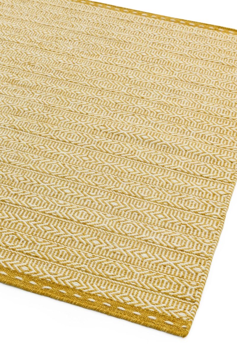 Covor ocru din lână lucrat manual modern model geometric Knox Ochre 4 mm 120x170 cm KNOX120170OCHR - imagine 2