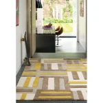 Covor pufos galben din lână lucrat manual modern model geometric Matrix Code Yellow 11 mm 120x170 cm MATR1201700017