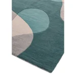 Covor pufos teal din lână lucrat manual modern model geometric Matrix Arc Teal 11 mm 120x170 cm MATR1201700057
