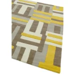 Covor pufos galben din lână lucrat manual modern model geometric Matrix Code Yellow 11 mm 120x170 cm MATR1201700017
