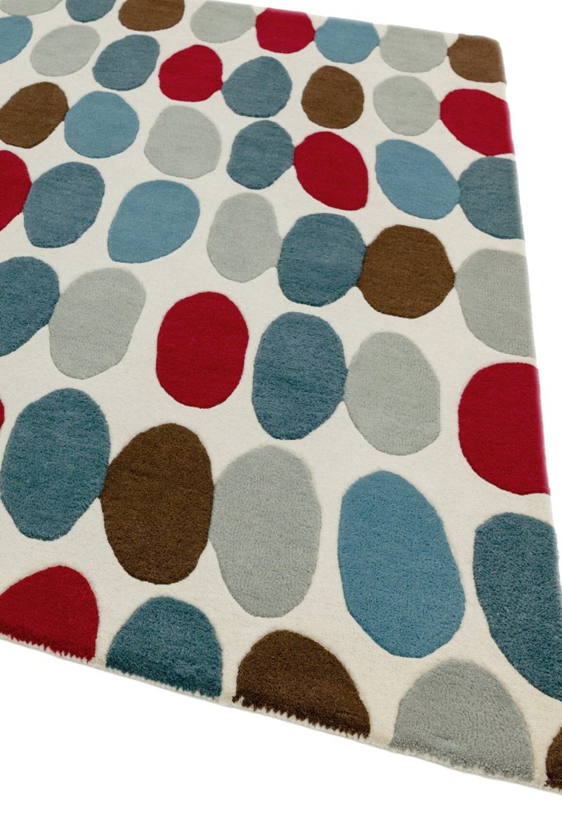 Covor pufos din lână lucrat manual modern model geometric Matrix Sofia Red Teal 11 mm 160x230 cm MATR1602300033 - imagine 3