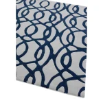 Covor pufos albastru din lână lucrat manual modern model geometric Matrix Wire Blue 11 mm 120x170 cm MATR1201700036