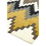 Covor pufos mustar din lână lucrat manual modern model geometric Matrix Cuzzo Mustard 11 mm 70x240 cm MATR0702400069