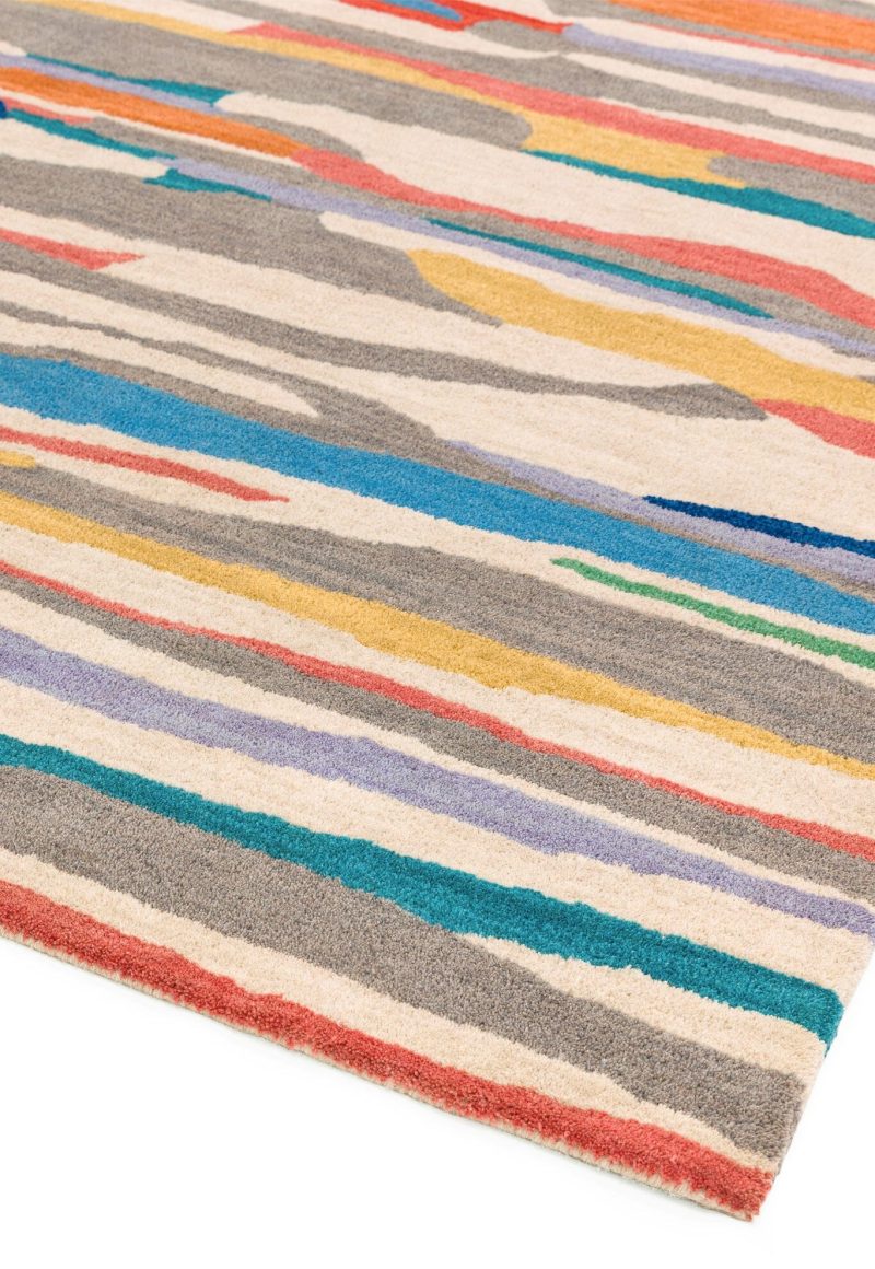 Covor pufos multicolor din lână lucrat manual modern model geometric Matrix Ping Multi 11 mm 200x300 cm MATR2003000072 - imagine 3