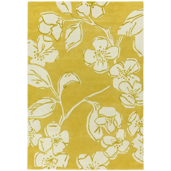 Covor pufos galben din lână lucrat manual modern model geometric Matrix Devore Yellow 11 mm 120x170 cm MATR1201700015