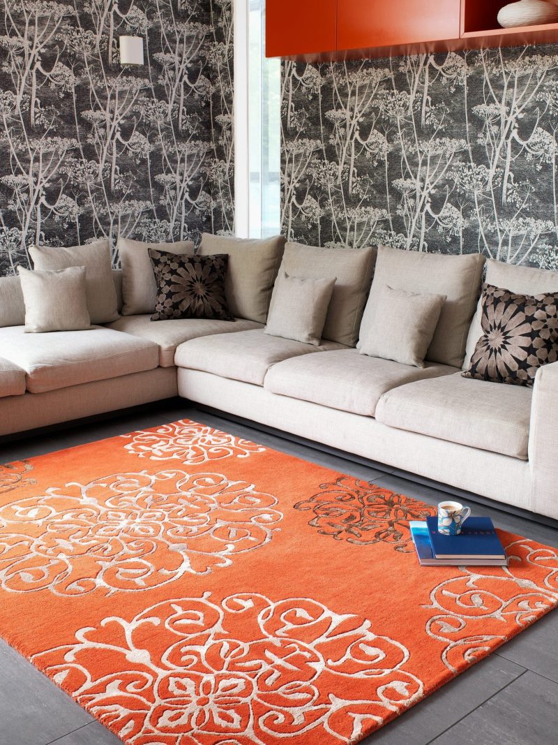 Covor pufos din lână lucrat manual modern model geometric Matrix Tangier Terra 11 mm 200x300 cm MATR2003000043 - imagine 2