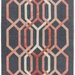 Covor pufos gri din lână lucrat manual modern model geometric Matrix Hexagon Charcoal 11 mm 200×300 cm MATR2003000066