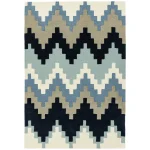 Covor pufos albastru din lână lucrat manual modern model geometric Matrix Cuzzo Blue 11 mm 70x240 cm MATR0702400070