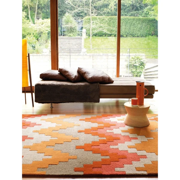 Covor geometric Matrix Cuzzo Sienna, portocaliu, 70x240 cm