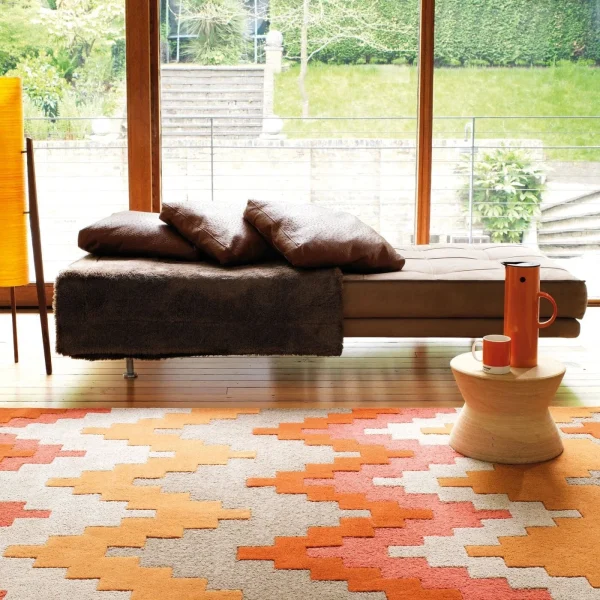Covor geometric Matrix Cuzzo Sienna, portocaliu, 70x240 cm