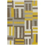 Covor pufos galben din lână lucrat manual modern model geometric Matrix Code Yellow 11 mm 120x170 cm MATR1201700017