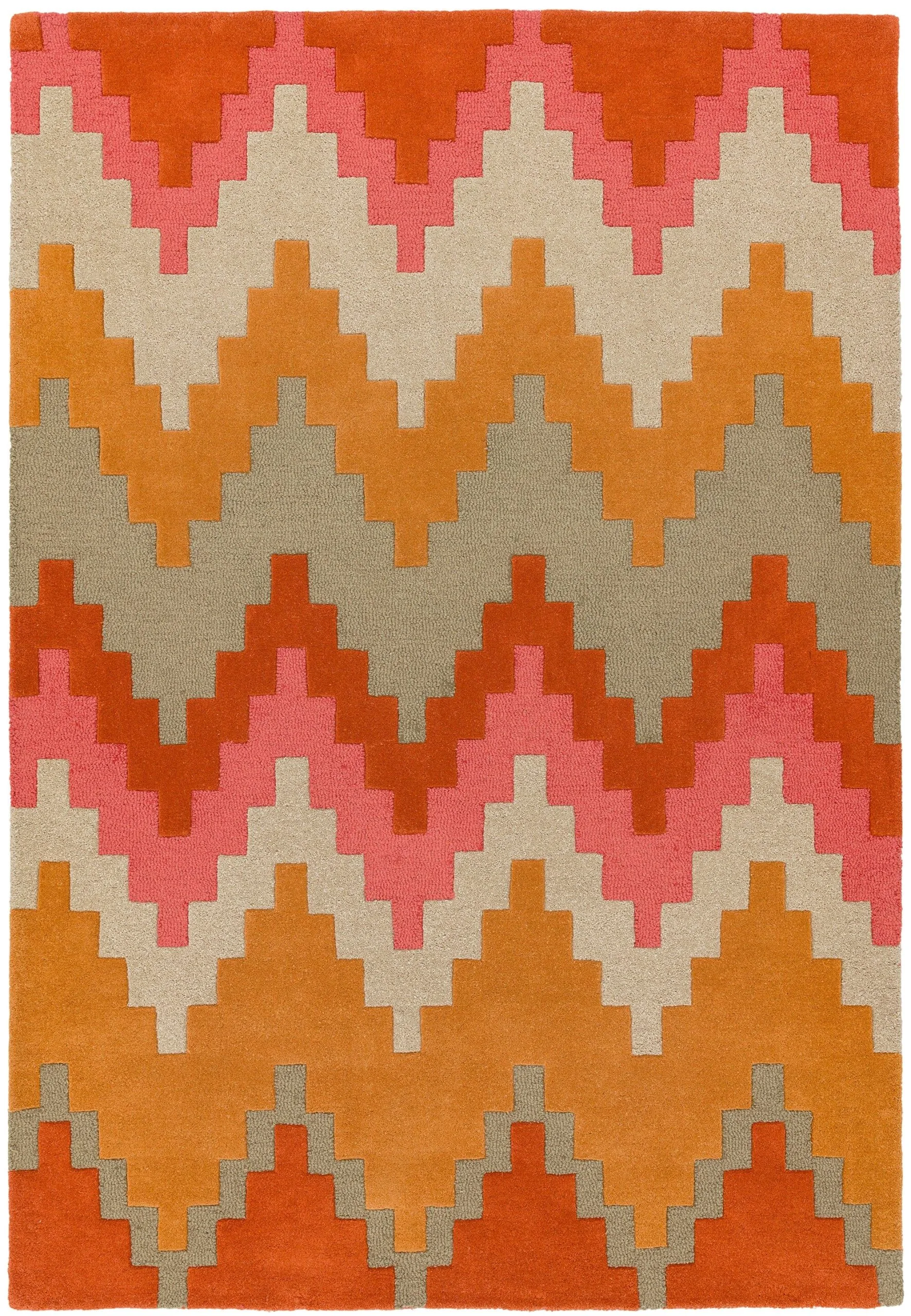 Covor pufos din lână lucrat manual modern model geometric Matrix Cuzzo Sienna 11 mm 120×170 cm MATR1201700023