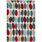Covor pufos din lână lucrat manual modern model geometric Matrix Sofia Red Teal 11 mm 200×300 cm MATR2003000033