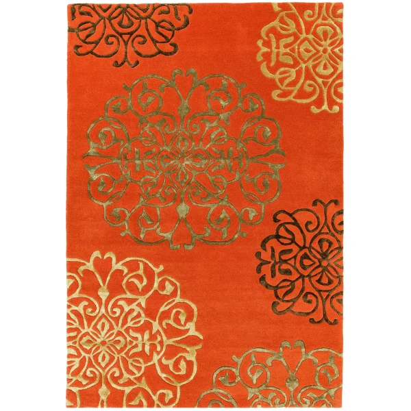 Covor pufos din lână lucrat manual modern model geometric Matrix Tangier Terra 11 mm 120x170 cm MATR1201700043
