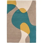 Covor pufos taupe din lână lucrat manual modern model geometric Matrix Arc Taupe 11 mm 160×230 cm MATR1602300054