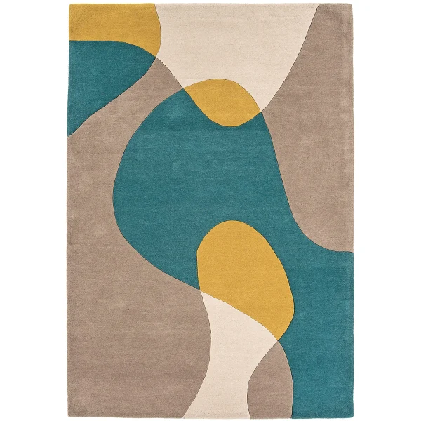 Covor pufos taupe din lână lucrat manual modern model geometric Matrix Arc Taupe 11 mm 120x170 cm MATR1201700054