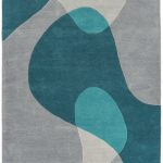 Covor pufos teal din lână lucrat manual modern model geometric Matrix Arc Teal 11 mm 160×230 cm MATR1602300057