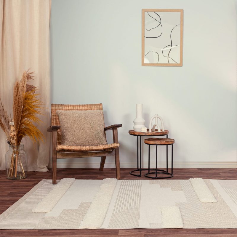 Covor pufos natural crem modern model geometric Monty MN06 Natural Cream Geometric 2-16 mm 80x150 cm MONT080150MN06 - imagine 2