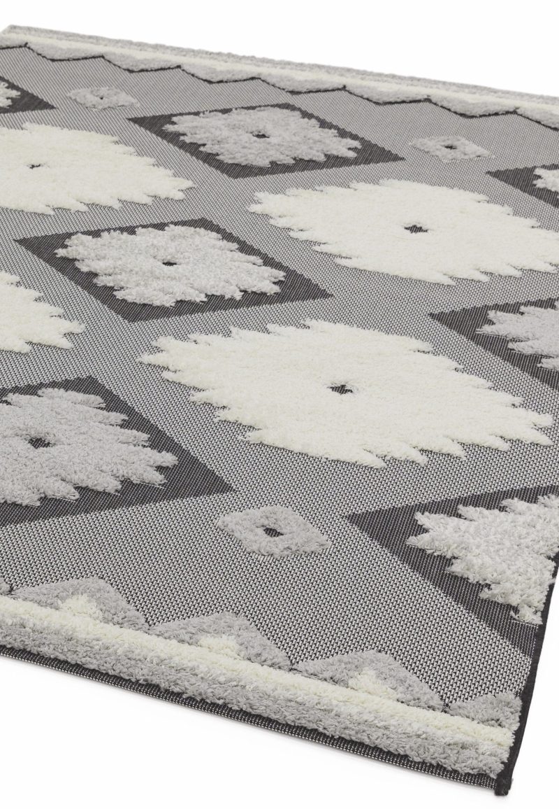 Covor pufos negru crem modern model geometric Monty MN01 Black Cream Tribal 2-16 mm 160x230 cm MONT160230MN01 - imagine 2