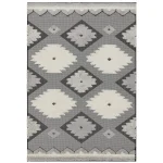 Covor pufos negru crem modern model geometric Monty MN01 Black Cream Tribal 2-16 mm 160×230 cm MONT160230MN01