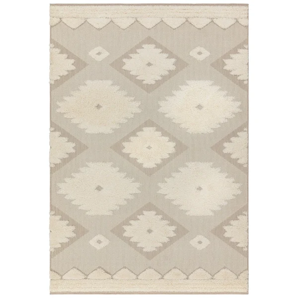 Covor pufos natural crem modern model geometric Monty MN02 Natural Cream Tribal 2-16 mm 80x150 cm MONT080150MN02