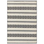 Covor pufos negru crem modern model geometric Monty MN03 Black Cream Stripe 2-16 mm 200×290 cm MONT200290MN03