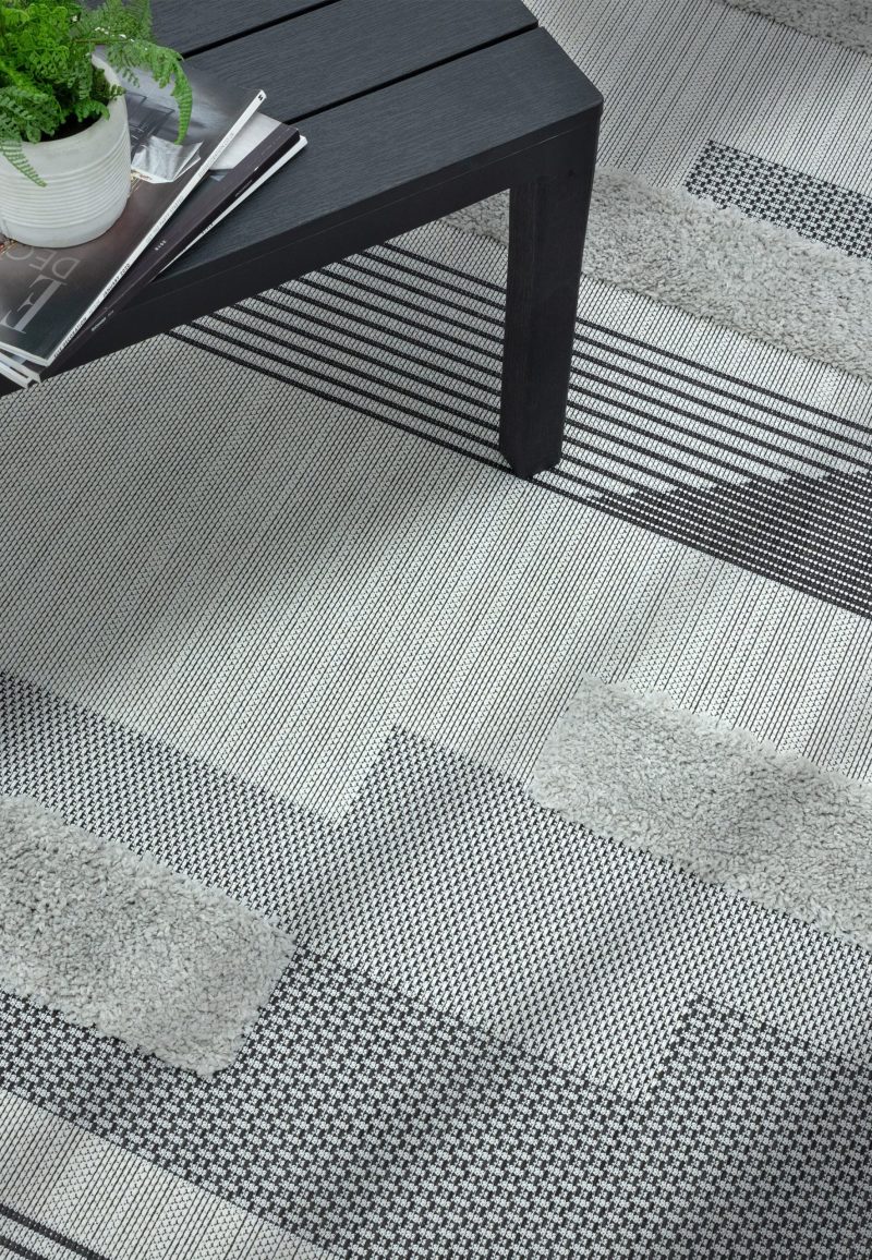 Covor pufos negru gri modern model geometric Monty MN05 Black Grey Geometric 2-16 mm 120x170 cm MONT120170MN05 - imagine 2