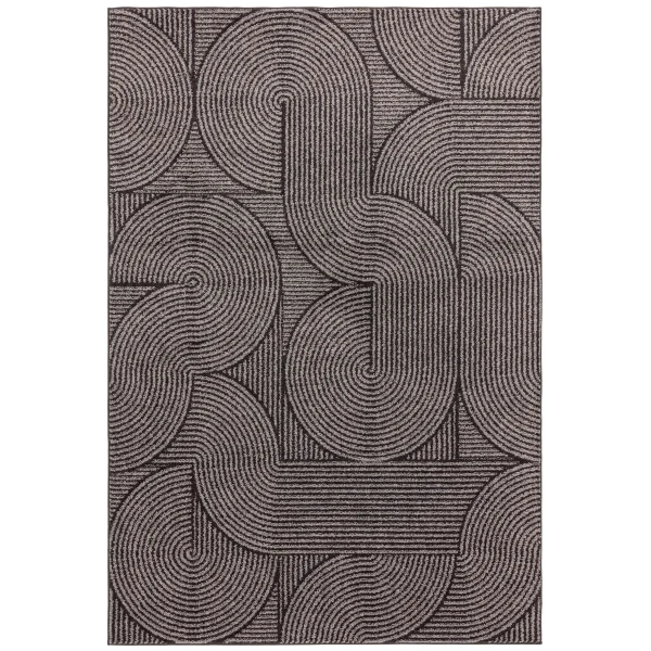 Covor gri modern model geometric Muse Charcoal Swirl 9 mm 120x170 cm MUSE1201700001