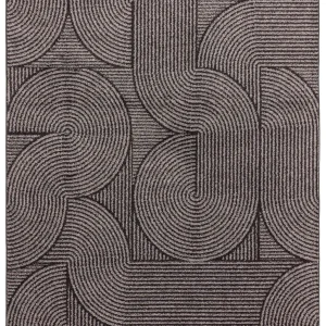 Covor gri geometric model Muse Charcoal Swirl, 80x150 cm, 9 mm, Asiatic London