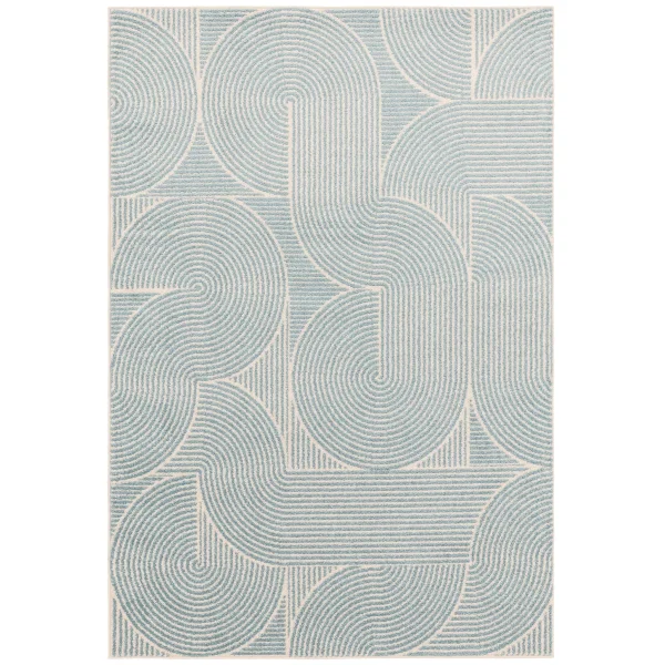 Covor albastru modern model geometric Muse Blue Swirl 9 mm 80x150 cm MUSE0801500002