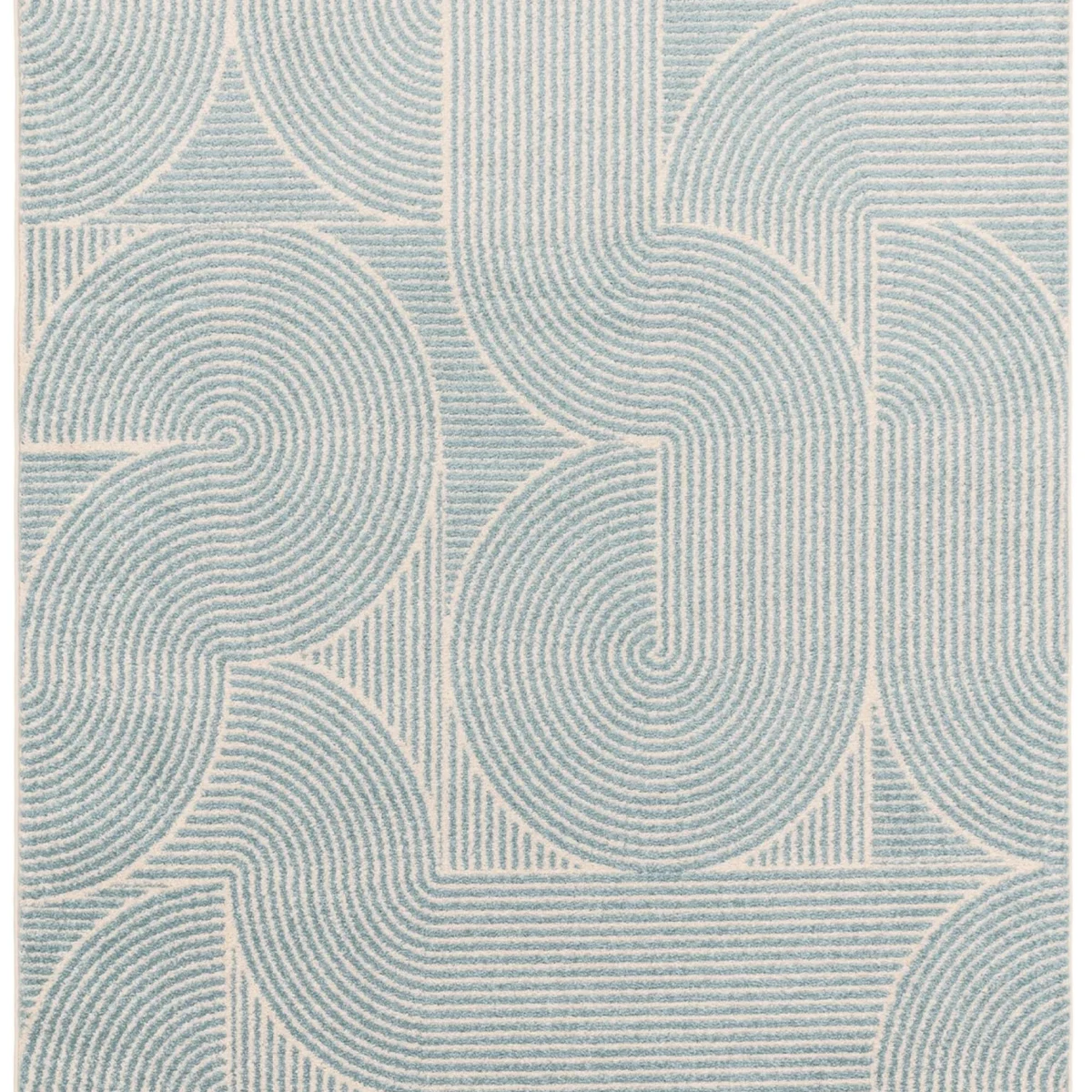 Covor albastru modern model geometric Muse Blue Swirl 9 mm 80x150 cm MUSE0801500002