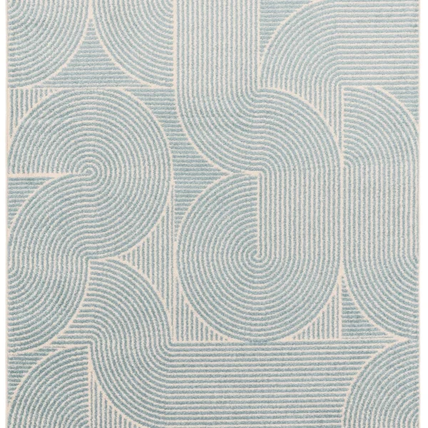 Covor albastru modern model geometric Muse Blue Swirl 9 mm 80x150 cm MUSE0801500002