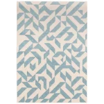 Covor albastru, model geometric, pentru living, Muse Blue Shapes, 80×150 cm