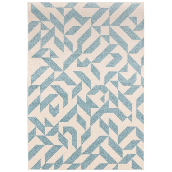 Covor albastru modern model geometric Muse Blue Shapes 9 mm 66x240 cm MUSE0662400003