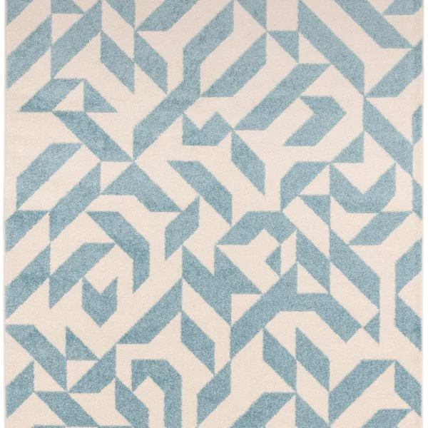 Covor albastru modern model geometric Muse Blue Shapes 9 mm 66x240 cm MUSE0662400003