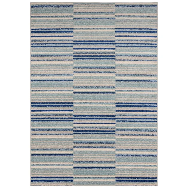Covor albastru, model geometric, Muse Blue Stripe, 66x240 cm, Asiatic London