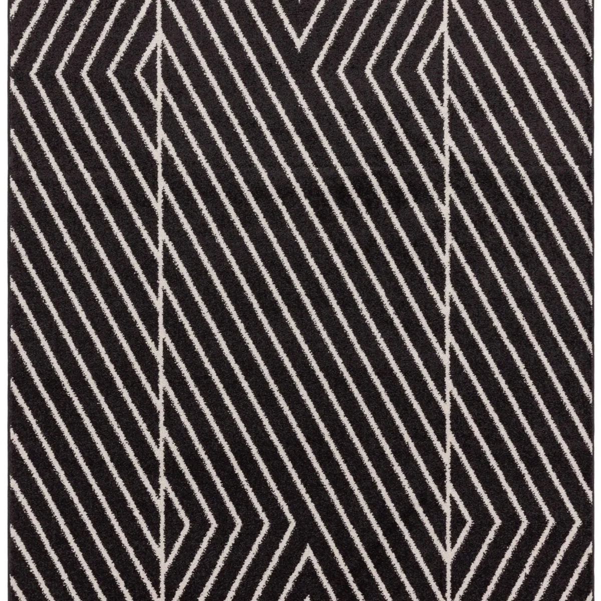 Covor negru modern model geometric Muse Black Linear 9 mm 66x240 cm MUSE0662400010
