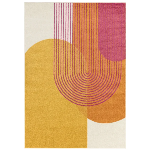 Covor orange modern model geometric Muse Orange Retro 9 mm 80x150 cm MUSE0801500013