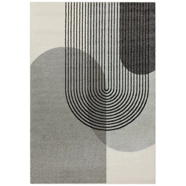 Covor gri modern model geometric Muse Grey Retro 9 mm 80x150 cm MUSE0801500014