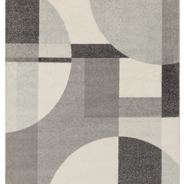 Covor gri modern, model geometric, Muse Grey Art Deco, 80x150 cm, Asiatic London