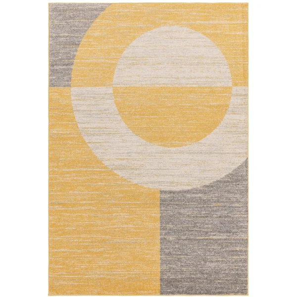 Covor galben modern model geometric Muse Yellow Halo 9 mm 80x150 cm MUSE0801500022
