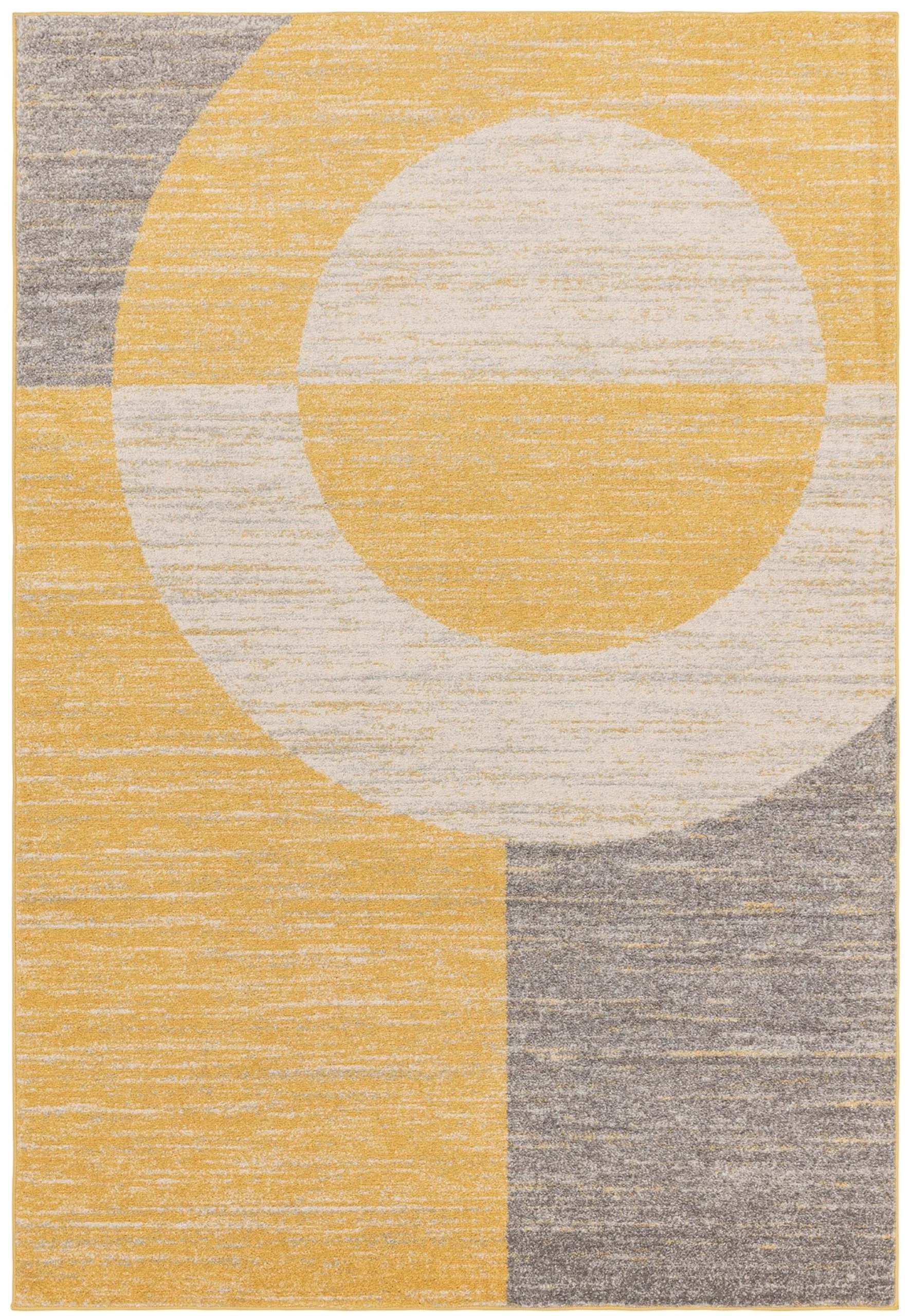 Covor galben model geometric, living, Muse Yellow Halo, 9 mm, 120×170 cm, Asiatic London