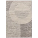 Covor gri, model geometric, cameră living, Muse Grey Halo, 120×170 cm