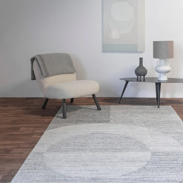 Covor gri modern model geometric Muse Grey Halo 9 mm 80x150 cm MUSE0801500023